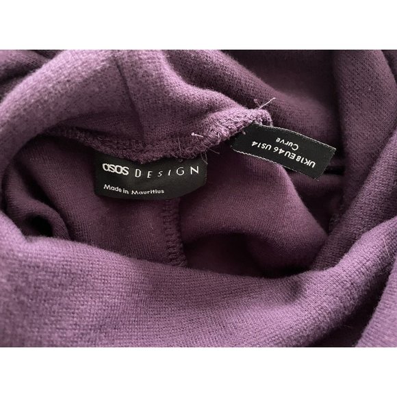 Asos Womens Turtleneck Curve Knit Sweater Tunic Dress Long Sleeve Purple Plum 14 - Picture 3 of 5